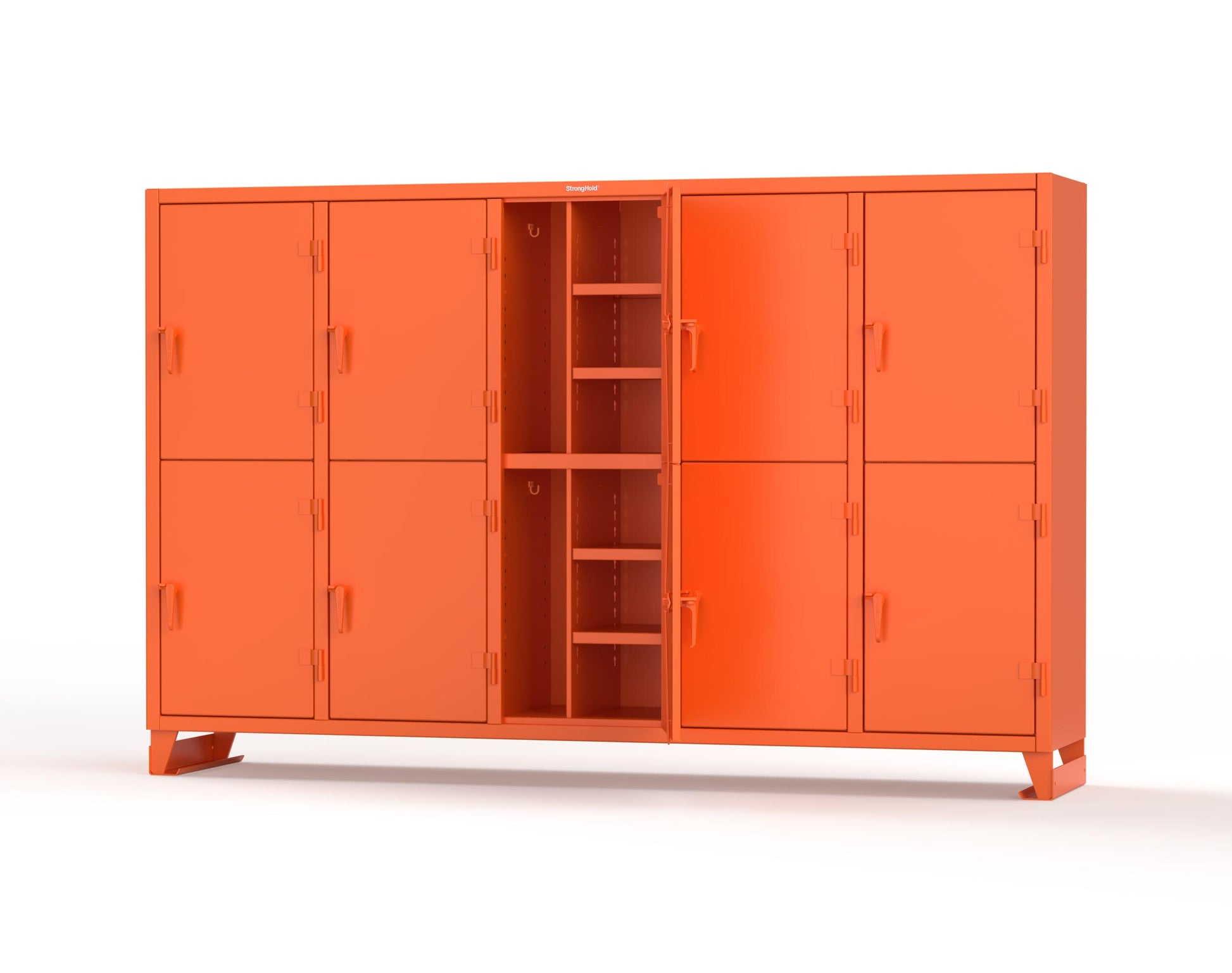 Extreme Duty 12 GA Double-Tier Locker with 10 Compartments, 20 Shelves, Coat Hooks - 122 in. W x 24in. D x 78 in. H - 106-24-2TPL-2004
