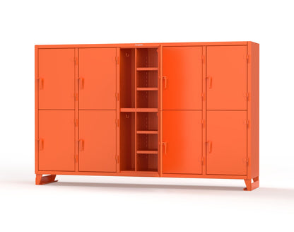 Extreme Duty 12 GA Double-Tier Locker with 10 Compartments, 20 Shelves, Coat Hooks - 122 in. W x 24in. D x 78 in. H - 106-24-2TPL-2004