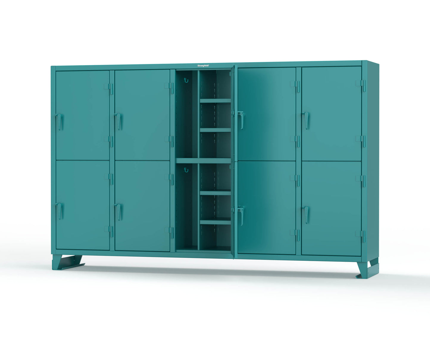 Extreme Duty 12 GA Double-Tier Locker with 10 Compartments, 20 Shelves, Coat Hooks - 122 in. W x 24in. D x 78 in. H - 106-24-2TPL-5021
