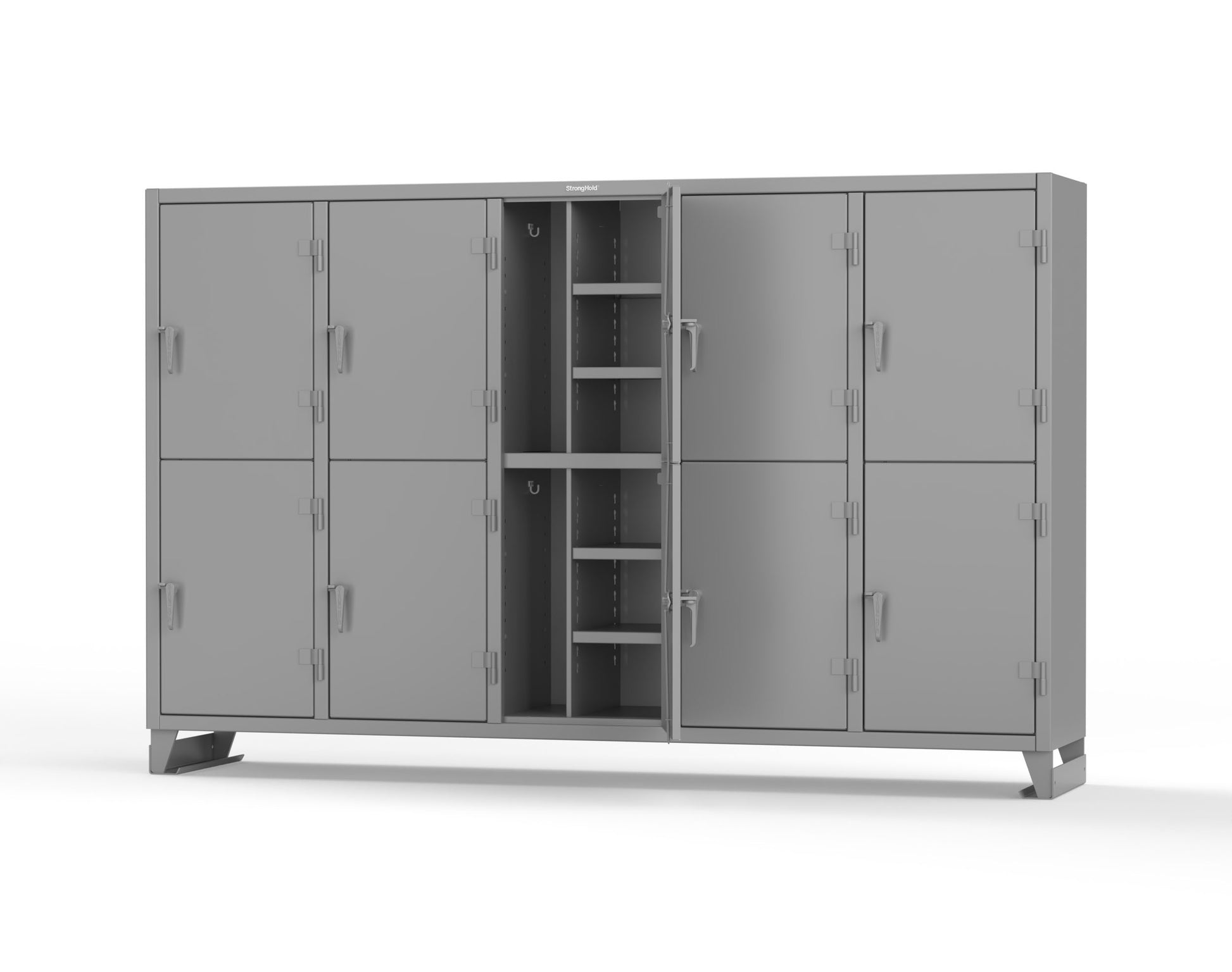 Extreme Duty 12 GA Double-Tier Locker with 10 Compartments, 20 Shelves, Coat Hooks - 122 in. W x 24in. D x 78 in. H - 106-24-2TPL-7037