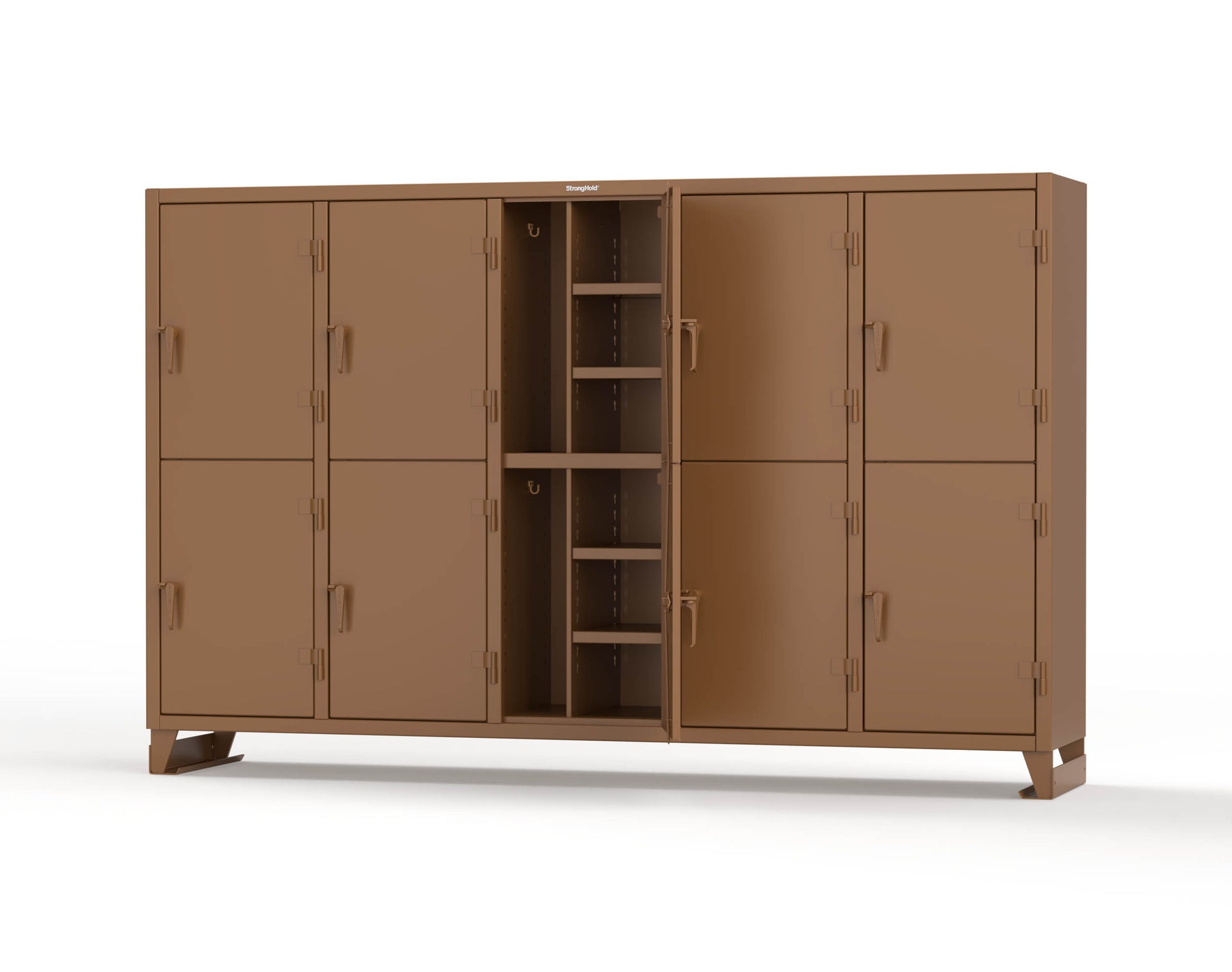 Extreme Duty 12 GA Double-Tier Locker with 10 Compartments, 20 Shelves, Coat Hooks - 122 in. W x 24in. D x 78 in. H - 106-24-2TPL-8025
