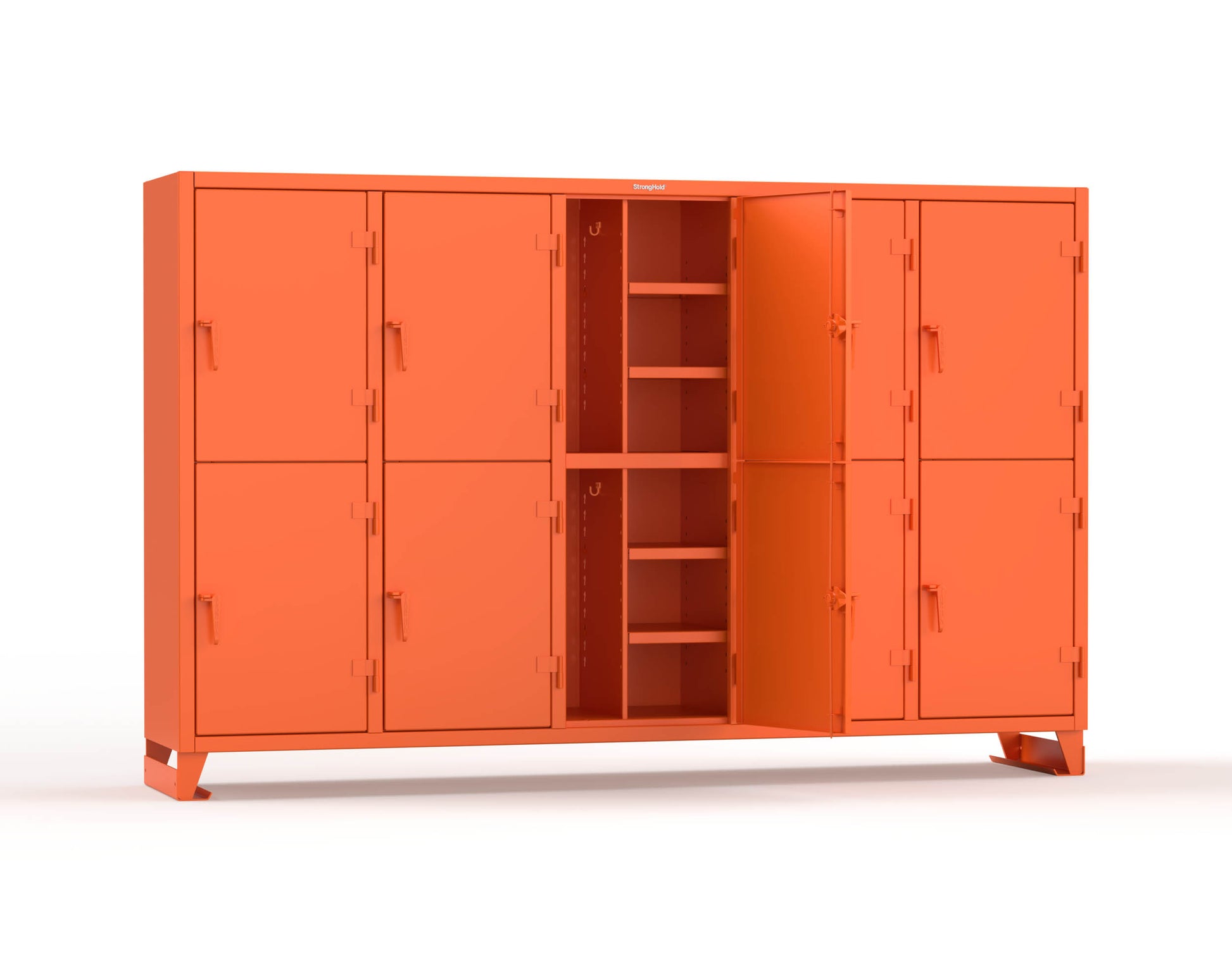 Extreme Duty 12 GA Double-Tier Locker with 10 Compartments, 20 Shelves, Coat Hooks - 122 in. W x 24in. D x 78 in. H - 106-24-2TPL-2004