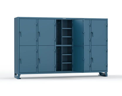 Extreme Duty 12 GA Double-Tier Locker with 10 Compartments, 20 Shelves, Coat Hooks - 122 in. W x 24in. D x 78 in. H - 106-24-2TPL-5010