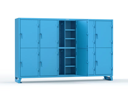 Extreme Duty 12 GA Double-Tier Locker with 10 Compartments, 20 Shelves, Coat Hooks - 122 in. W x 24in. D x 78 in. H - 106-24-2TPL-5012