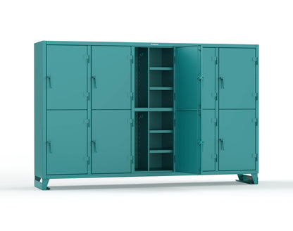 Extreme Duty 12 GA Double-Tier Locker with 10 Compartments, 20 Shelves, Coat Hooks - 122 in. W x 24in. D x 78 in. H - 106-24-2TPL-5021