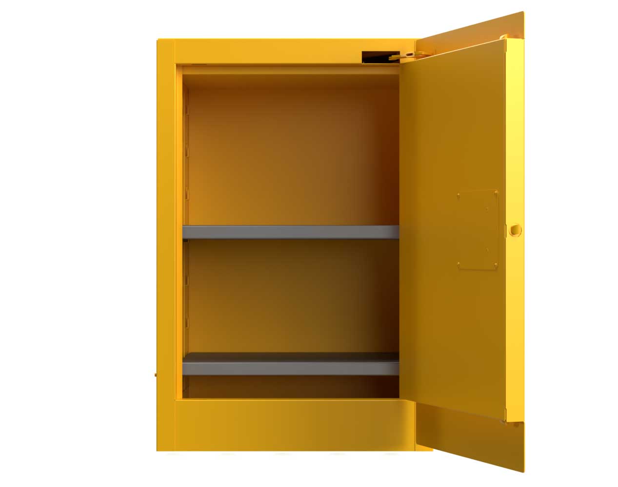 Extra Heavy Duty 14 GA 12 Gallon Flammable Safety Cabinet with Self-Closing Doors, 2 Shelves - 24 In. W x 18 In. D x 36 In. H