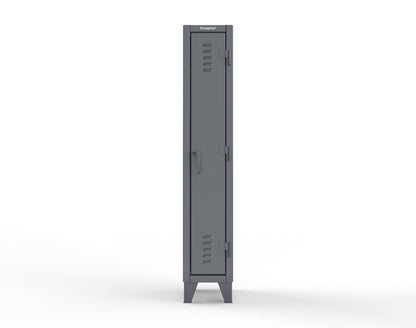 Extreme Duty 12 GA Single-Tier Locker with 1 Compartment, Louvered Doors, Wardrobe Rod - 14 in. W x 18in. D x 78 in. H - 16-18-1TSL-7024