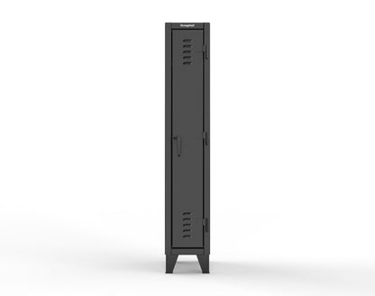 Extreme Duty 12 GA Single-Tier Locker with 1 Compartment, Louvered Doors, Wardrobe Rod - 14 in. W x 18in. D x 78 in. H - 16-18-1TSL-9005