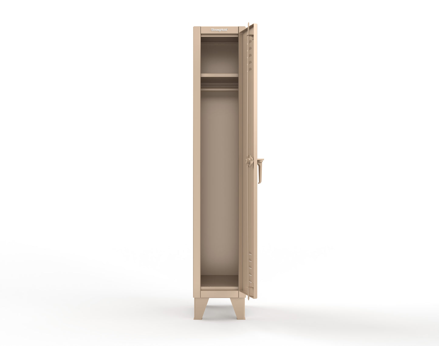 Extreme Duty 12 GA Single-Tier Locker with 1 Compartment, Louvered Doors, Wardrobe Rod - 14 in. W x 18in. D x 78 in. H - 16-18-1TSL-1019