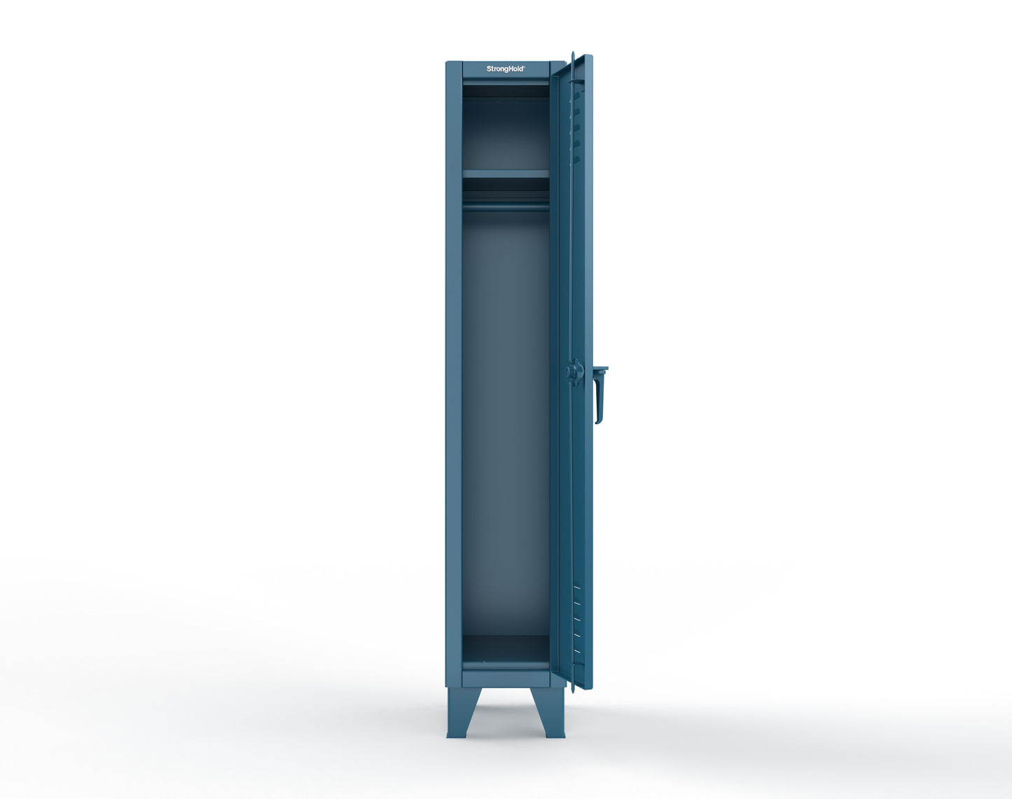 Extreme Duty 12 GA Single-Tier Locker with 1 Compartment, Louvered Doors, Wardrobe Rod - 14 in. W x 18in. D x 78 in. H - 16-18-1TSL-5001