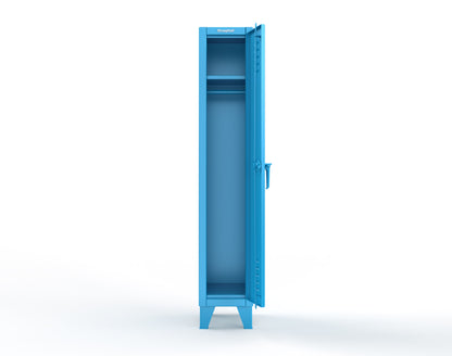 Extreme Duty 12 GA Single-Tier Locker with 1 Compartment, Louvered Doors, Wardrobe Rod - 14 in. W x 18in. D x 78 in. H - 16-18-1TSL-5012