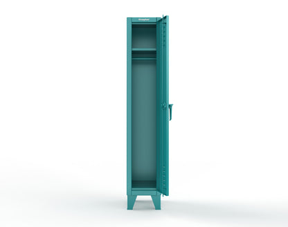 Extreme Duty 12 GA Single-Tier Locker with 1 Compartment, Louvered Doors, Wardrobe Rod - 14 in. W x 18in. D x 78 in. H - 16-18-1TSL-5021