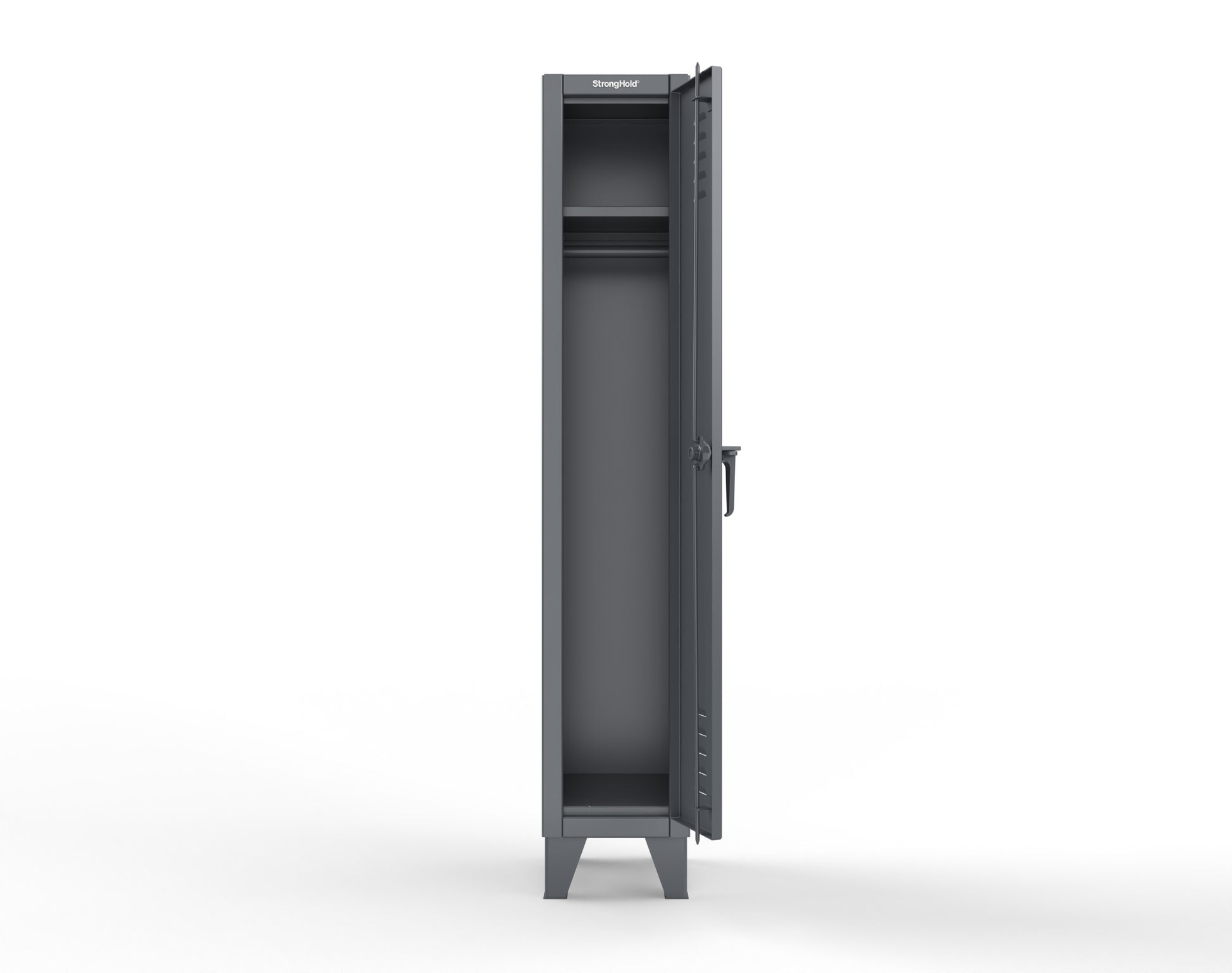Extreme Duty 12 GA Single-Tier Locker with 1 Compartment, Louvered Doors, Wardrobe Rod - 14 in. W x 18in. D x 78 in. H - 16-18-1TSL-7024
