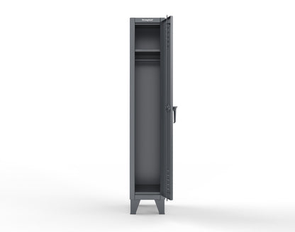 Extreme Duty 12 GA Single-Tier Locker with 1 Compartment, Louvered Doors, Wardrobe Rod - 14 in. W x 18in. D x 78 in. H - 16-18-1TSL-7024