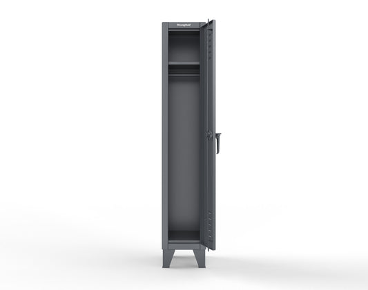 Extreme Duty 12 GA Single-Tier Locker with 1 Compartment, Louvered Doors, Wardrobe Rod - 14 in. W x 18in. D x 78 in. H - 16-18-1TSL-7024
