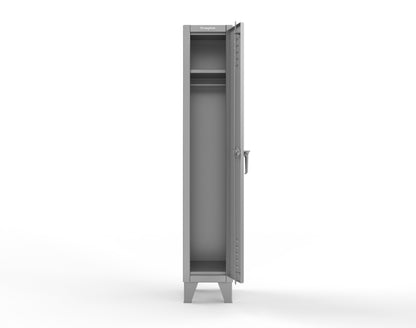 Extreme Duty 12 GA Single-Tier Locker with 1 Compartment, Louvered Doors, Wardrobe Rod - 14 in. W x 18in. D x 78 in. H - 16-18-1TSL-7037