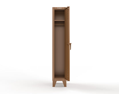 Extreme Duty 12 GA Single-Tier Locker with 1 Compartment, Louvered Doors, Wardrobe Rod - 14 in. W x 18in. D x 78 in. H - 16-18-1TSL-8008