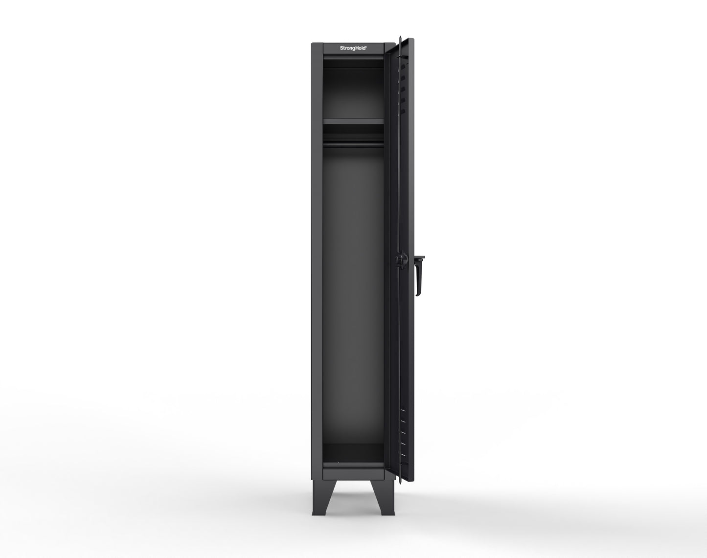Extreme Duty 12 GA Single-Tier Locker with 1 Compartment, Louvered Doors, Wardrobe Rod - 14 in. W x 18in. D x 78 in. H - 16-18-1TSL-9005