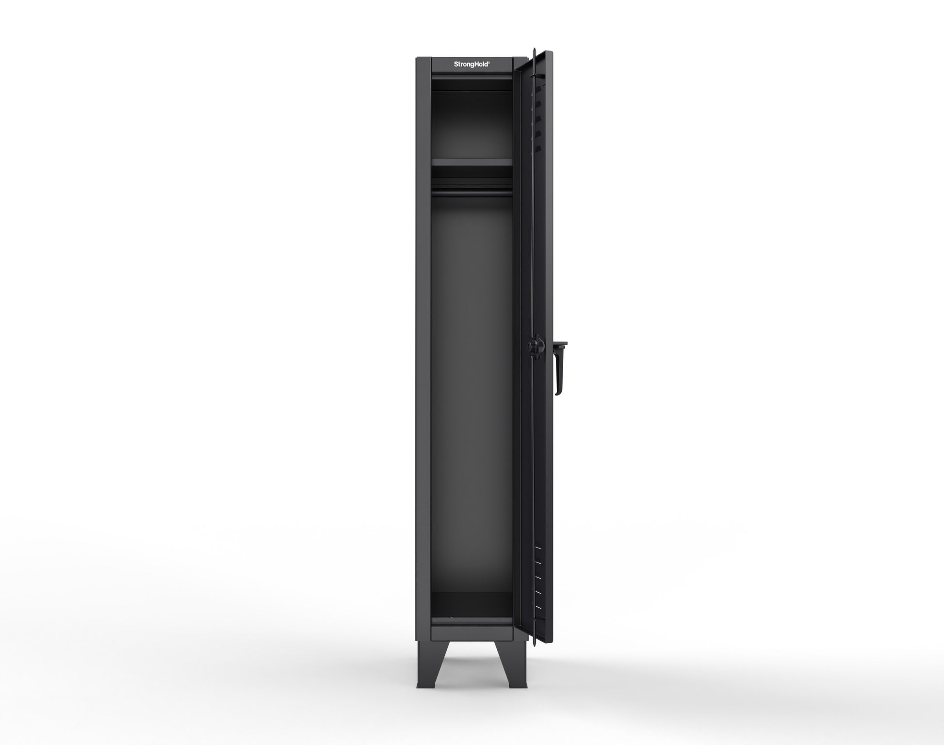 Extreme Duty 12 GA Single-Tier Locker with 1 Compartment, Louvered Doors, Wardrobe Rod - 14 in. W x 18in. D x 78 in. H - 16-18-1TSL-9005