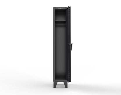 Extreme Duty 12 GA Single-Tier Locker with 1 Compartment, Louvered Doors, Wardrobe Rod - 14 in. W x 18in. D x 78 in. H - 16-18-1TSL-9005