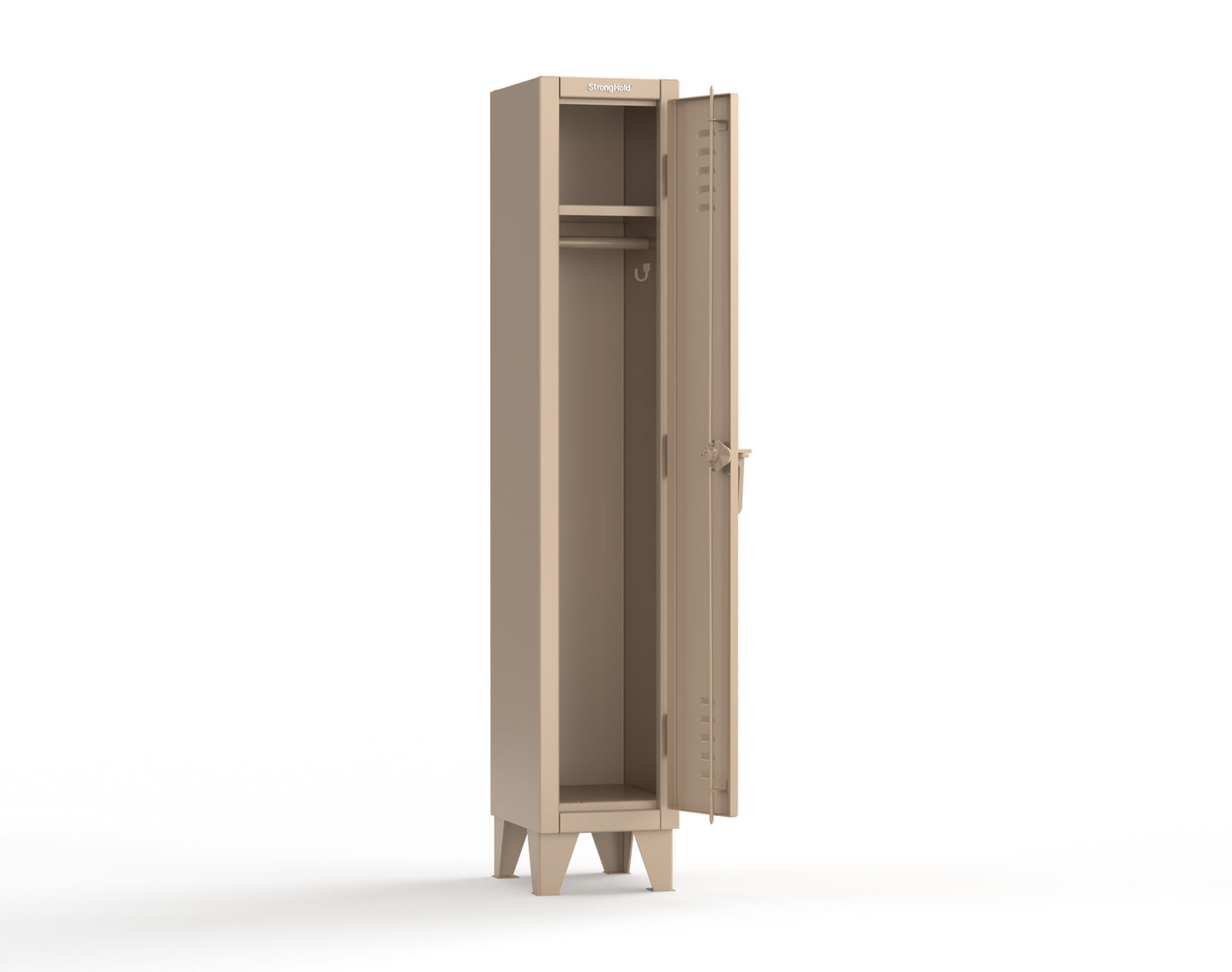 Extreme Duty 12 GA Single-Tier Locker with 1 Compartment, Louvered Doors, Wardrobe Rod - 14 in. W x 18in. D x 78 in. H - 16-18-1TSL-1019