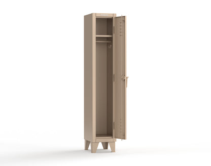 Extreme Duty 12 GA Single-Tier Locker with 1 Compartment, Louvered Doors, Wardrobe Rod - 14 in. W x 18in. D x 78 in. H - 16-18-1TSL-1019