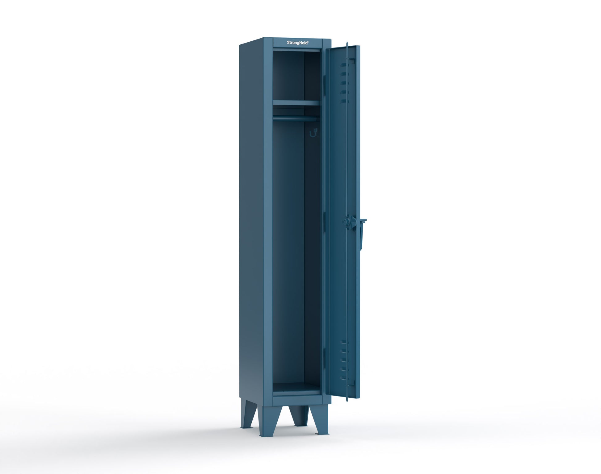 Extreme Duty 12 GA Single-Tier Locker with 1 Compartment, Louvered Doors, Wardrobe Rod - 14 in. W x 18in. D x 78 in. H - 16-18-1TSL-5001
