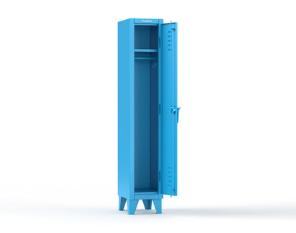Extreme Duty 12 GA Single-Tier Locker with 1 Compartment, Louvered Doors, Wardrobe Rod - 14 in. W x 18in. D x 78 in. H - 16-18-1TSL-5012
