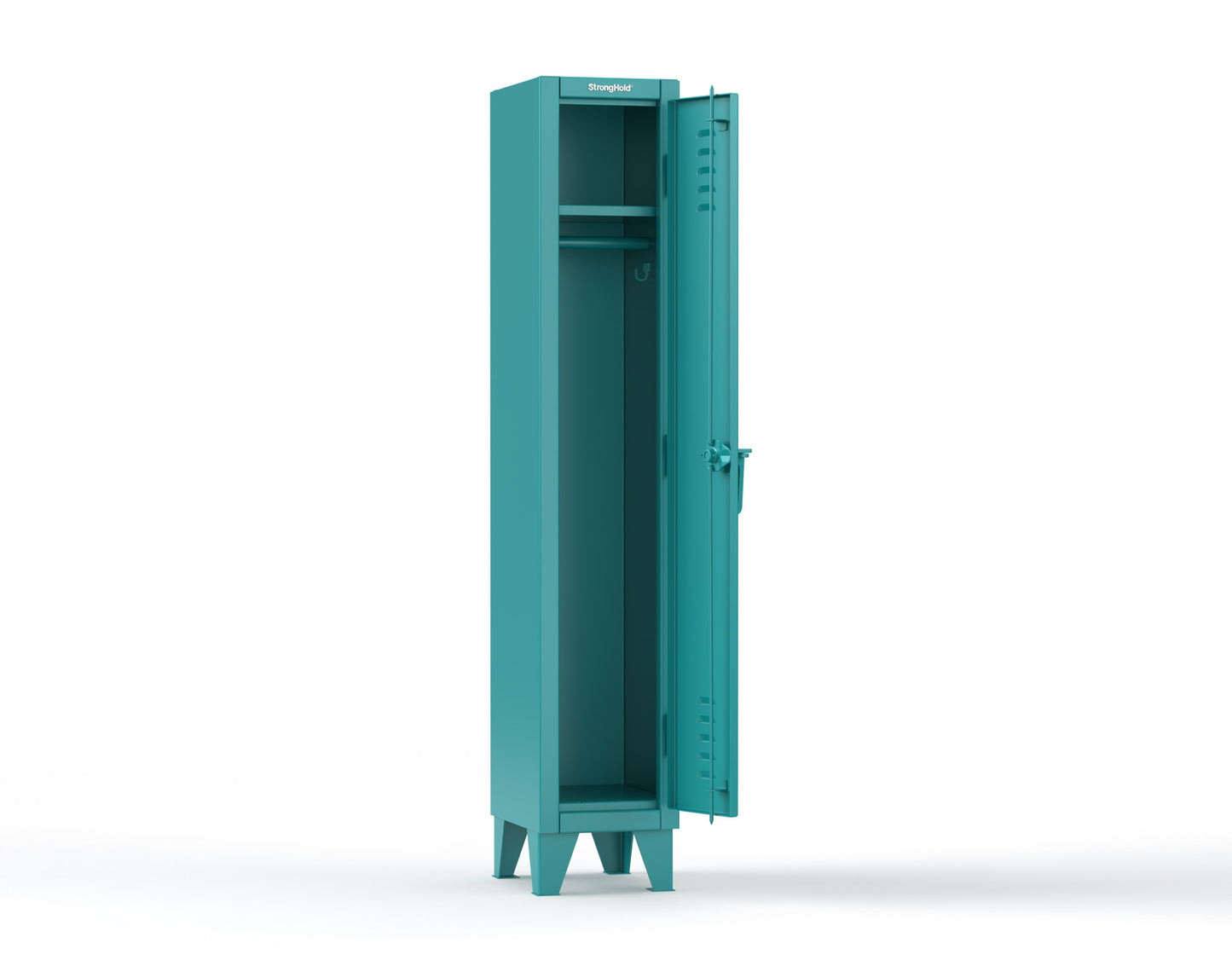 Extreme Duty 12 GA Single-Tier Locker with 1 Compartment, Louvered Doors, Wardrobe Rod - 14 in. W x 18in. D x 78 in. H - 16-18-1TSL-5021