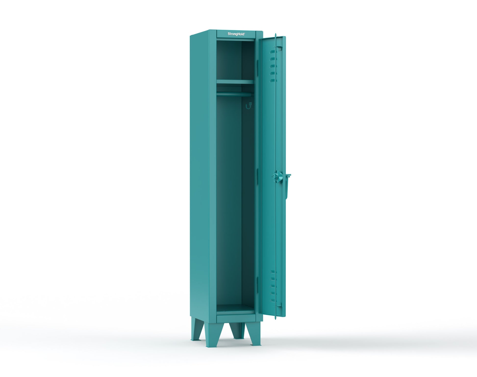 Extreme Duty 12 GA Single-Tier Locker with 1 Compartment, Louvered Doors, Wardrobe Rod - 14 in. W x 18in. D x 78 in. H - 16-18-1TSL-5021