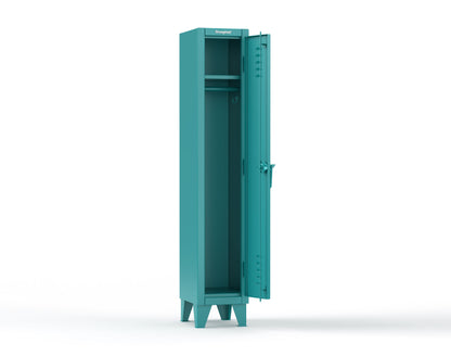 Extreme Duty 12 GA Single-Tier Locker with 1 Compartment, Louvered Doors, Wardrobe Rod - 14 in. W x 18in. D x 78 in. H - 16-18-1TSL-5021