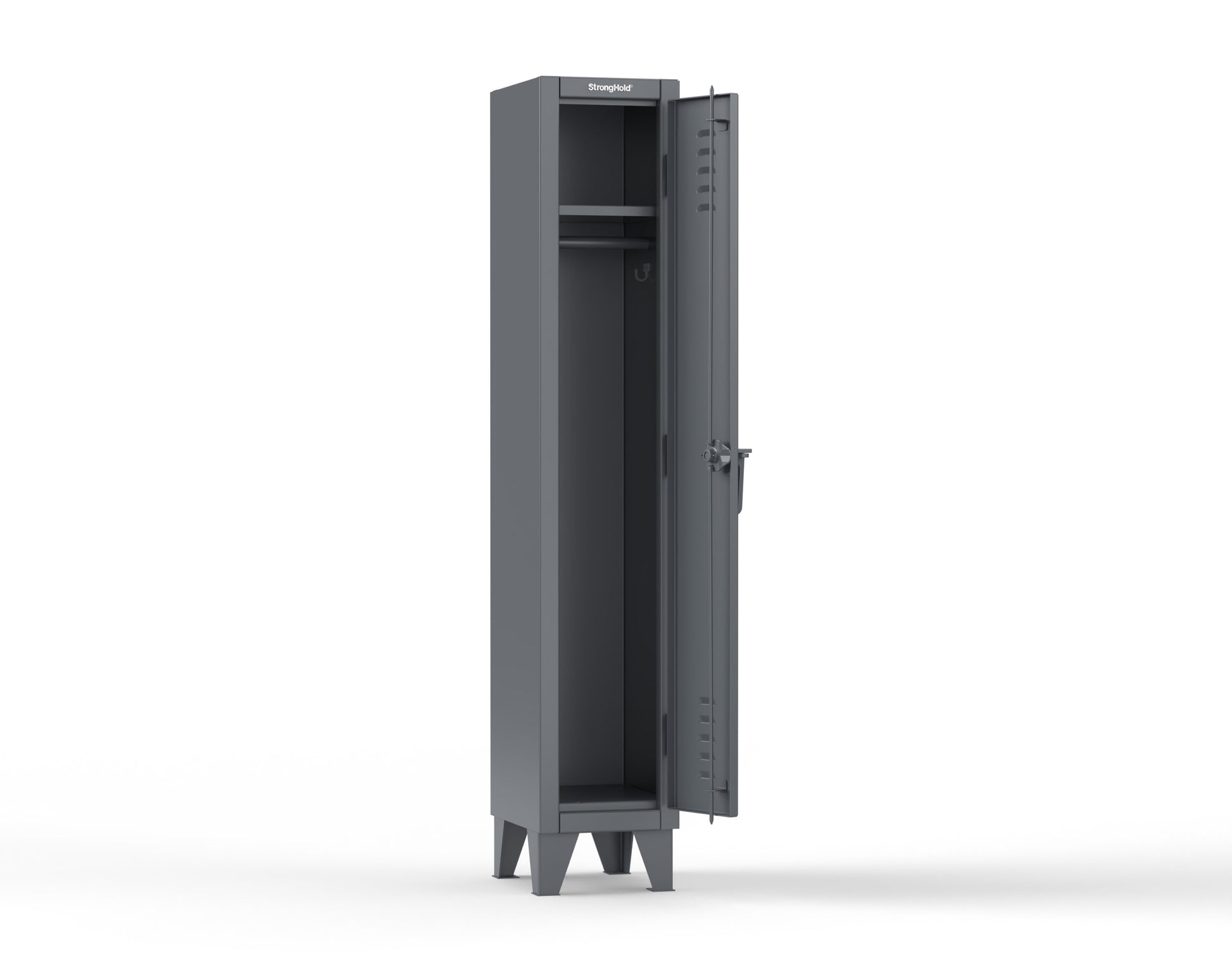 Extreme Duty 12 GA Single-Tier Locker with 1 Compartment, Louvered Doors, Wardrobe Rod - 14 in. W x 18in. D x 78 in. H - 16-18-1TSL-7024