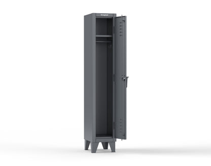Extreme Duty 12 GA Single-Tier Locker with 1 Compartment, Louvered Doors, Wardrobe Rod - 14 in. W x 18in. D x 78 in. H - 16-18-1TSL-7024