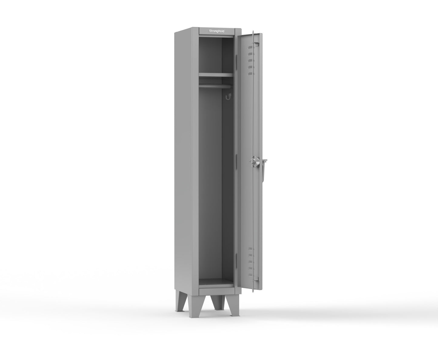 Extreme Duty 12 GA Single-Tier Locker with 1 Compartment, Louvered Doors, Wardrobe Rod - 14 in. W x 18in. D x 78 in. H - 16-18-1TSL-7037