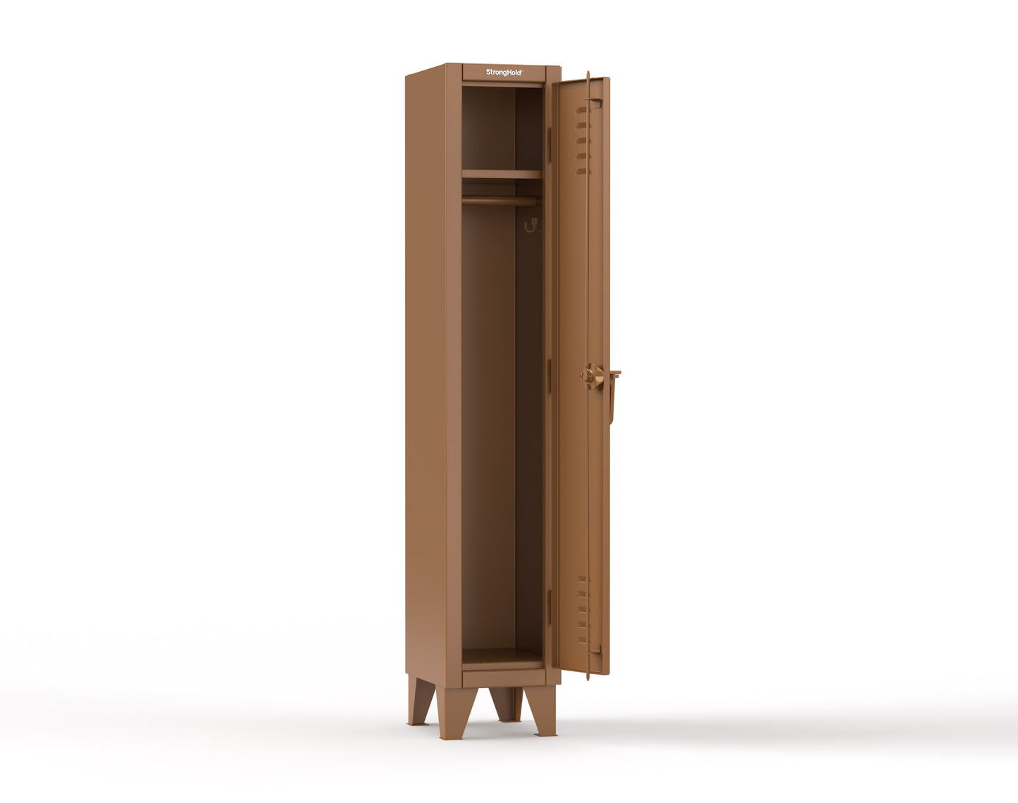 Extreme Duty 12 GA Single-Tier Locker with 1 Compartment, Louvered Doors, Wardrobe Rod - 14 in. W x 18in. D x 78 in. H - 16-18-1TSL-8008