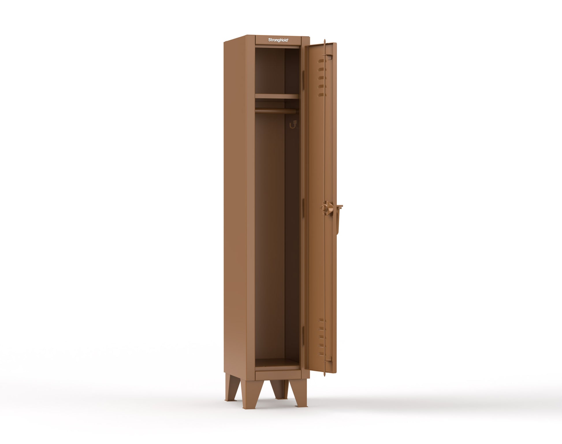 Extreme Duty 12 GA Single-Tier Locker with 1 Compartment, Louvered Doors, Wardrobe Rod - 14 in. W x 18in. D x 78 in. H - 16-18-1TSL-8008