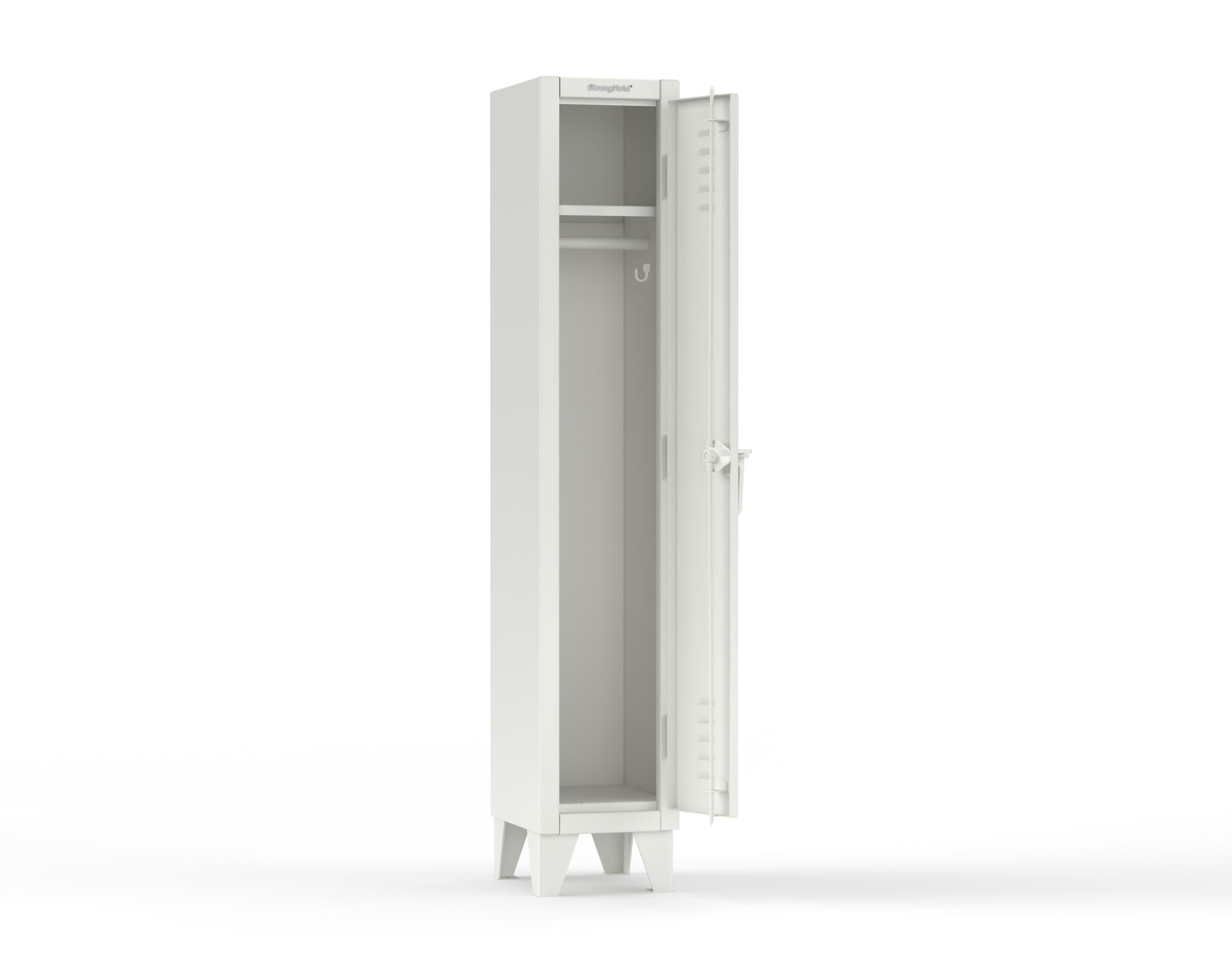 Extreme Duty 12 GA Single-Tier Locker with 1 Compartment, Louvered Doors, Wardrobe Rod - 14 in. W x 18in. D x 78 in. H - 16-18-1TSL-9003