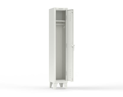 Extreme Duty 12 GA Single-Tier Locker with 1 Compartment, Louvered Doors, Wardrobe Rod - 14 in. W x 18in. D x 78 in. H - 16-18-1TSL-9003