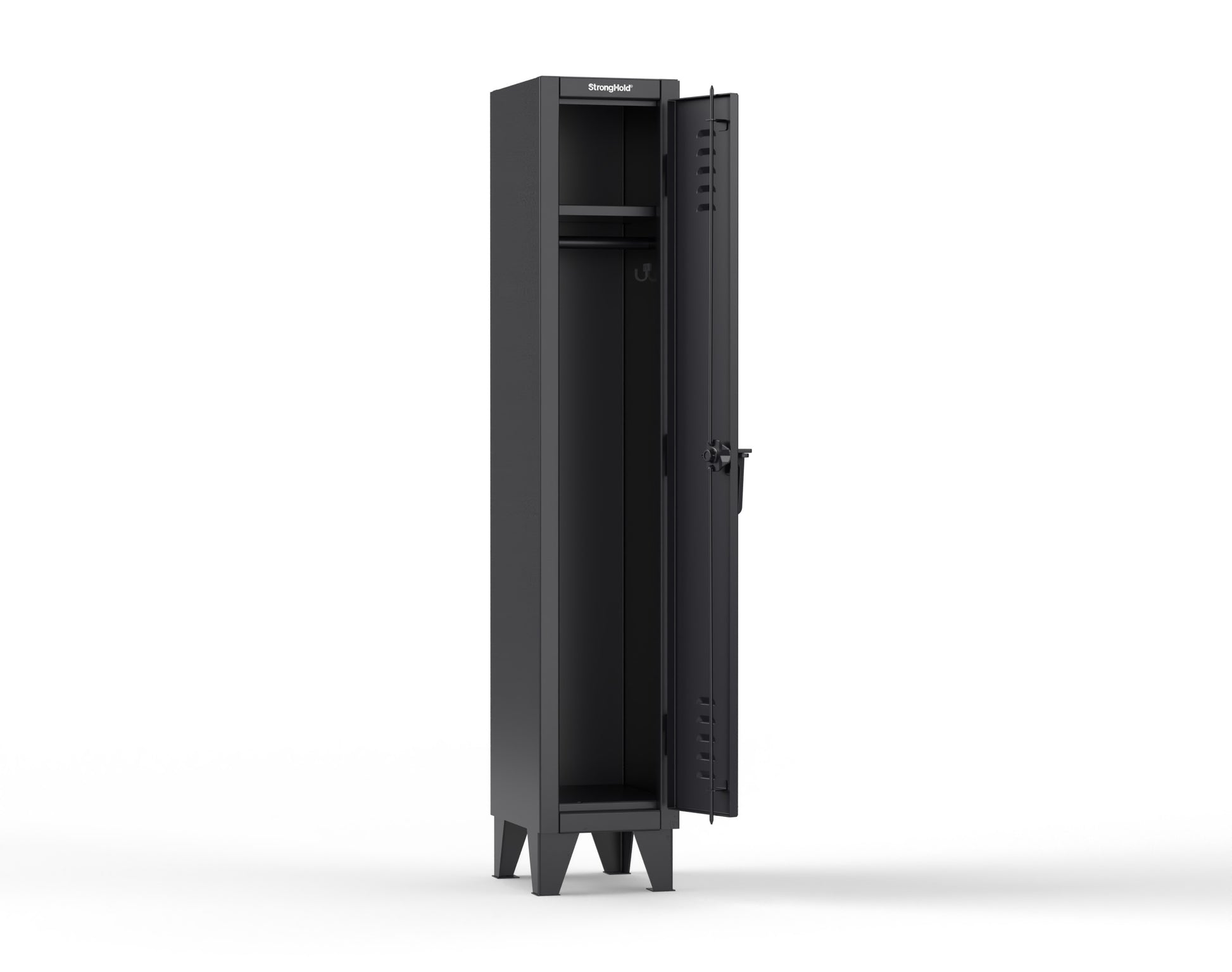 Extreme Duty 12 GA Single-Tier Locker with 1 Compartment, Louvered Doors, Wardrobe Rod - 14 in. W x 18in. D x 78 in. H - 16-18-1TSL-9005