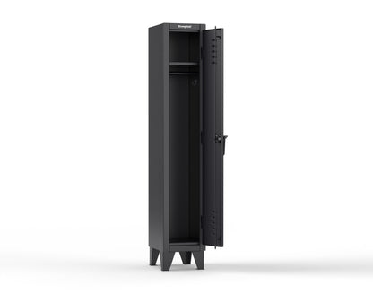 Extreme Duty 12 GA Single-Tier Locker with 1 Compartment, Louvered Doors, Wardrobe Rod - 14 in. W x 18in. D x 78 in. H - 16-18-1TSL-9005