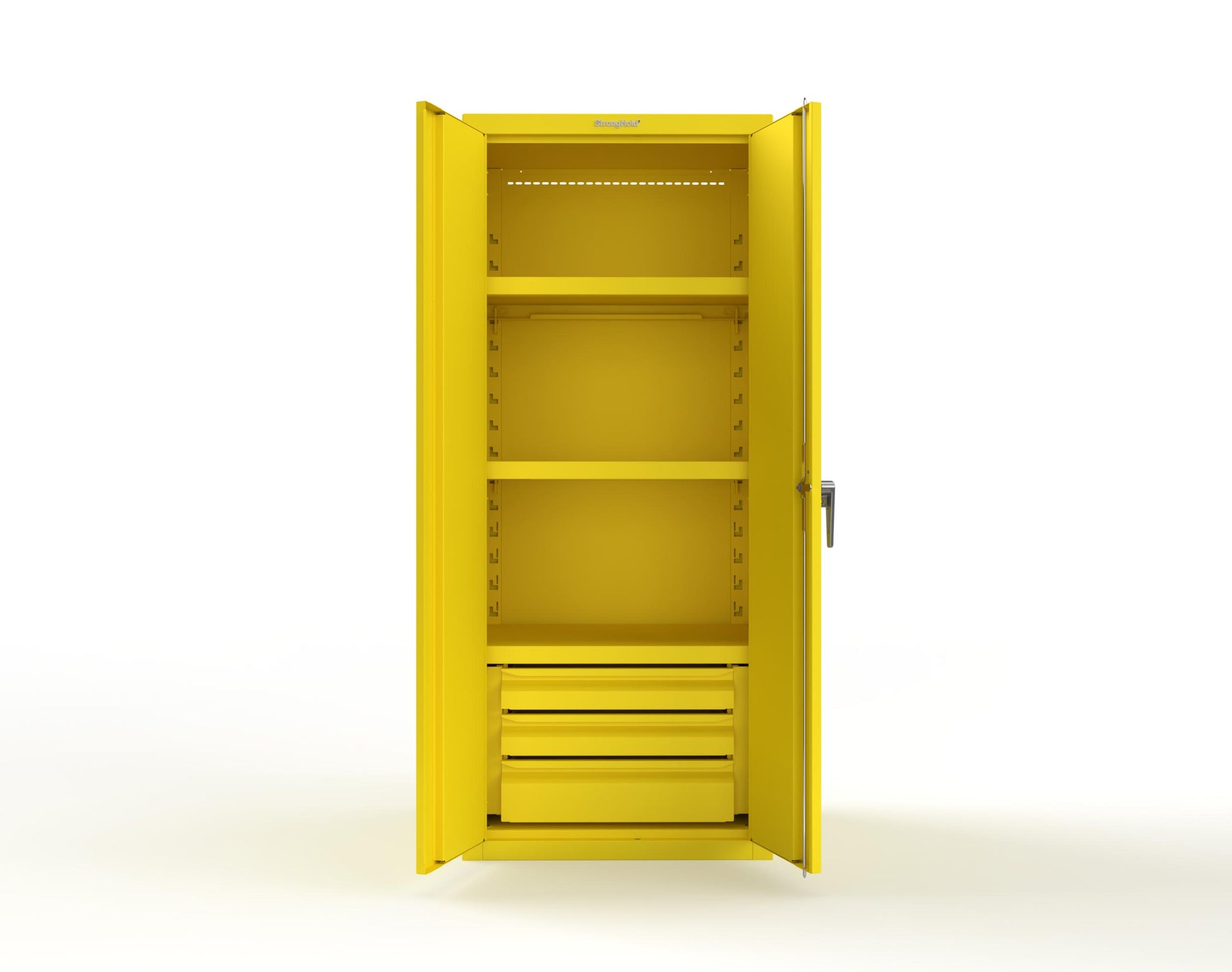 Heavy Duty 18 GA Cabinet with 3 Drawers and 3 Shelves - 30 in. W x 24 in. D x 72 in. H - 2.66-243-3DB-P-1021