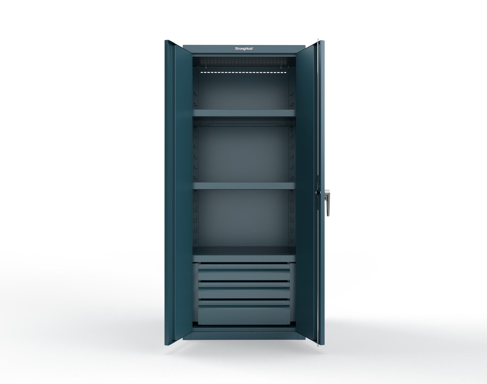 Heavy Duty 18 GA Cabinet with 3 Drawers and 3 Shelves - 30 in. W x 24 in. D x 72 in. H - 2.66-243-3DB-P-5001