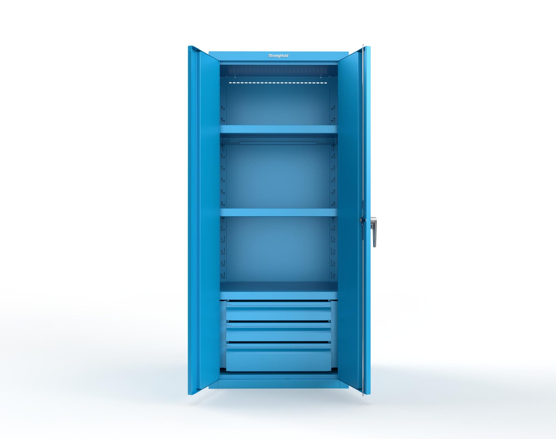 Heavy Duty 18 GA Cabinet with 3 Drawers and 3 Shelves - 30 in. W x 24 in. D x 72 in. H - 2.66-243-3DB-P-5012