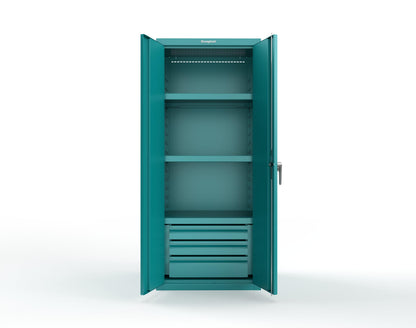 Heavy Duty 18 GA Cabinet with 3 Drawers and 3 Shelves - 30 in. W x 24 in. D x 72 in. H - 2.66-243-3DB-P-5021