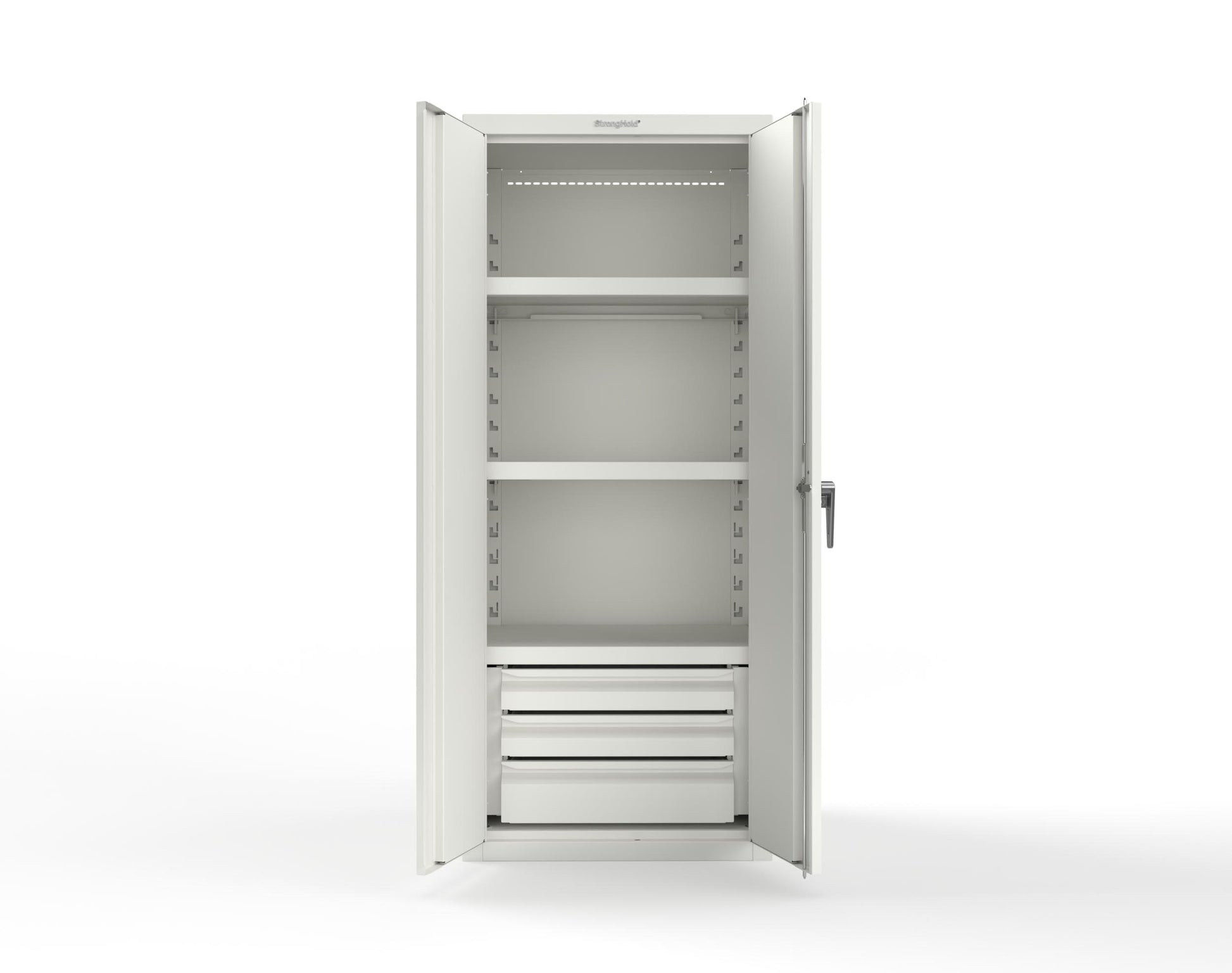 Heavy Duty 18 GA Cabinet with 3 Drawers and 3 Shelves - 30 in. W x 24 in. D x 72 in. H - 2.66-243-3DB-P-9003