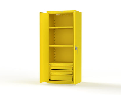 Heavy Duty 18 GA Cabinet with 3 Drawers and 3 Shelves - 30 in. W x 24 in. D x 72 in. H - 2.66-243-3DB-P-1021