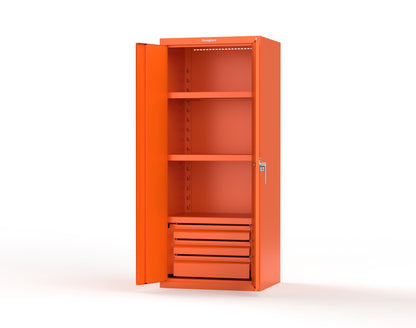 Heavy Duty 18 GA Cabinet with 3 Drawers and 3 Shelves - 30 in. W x 24 in. D x 72 in. H - 2.66-243-3DB-P-2009