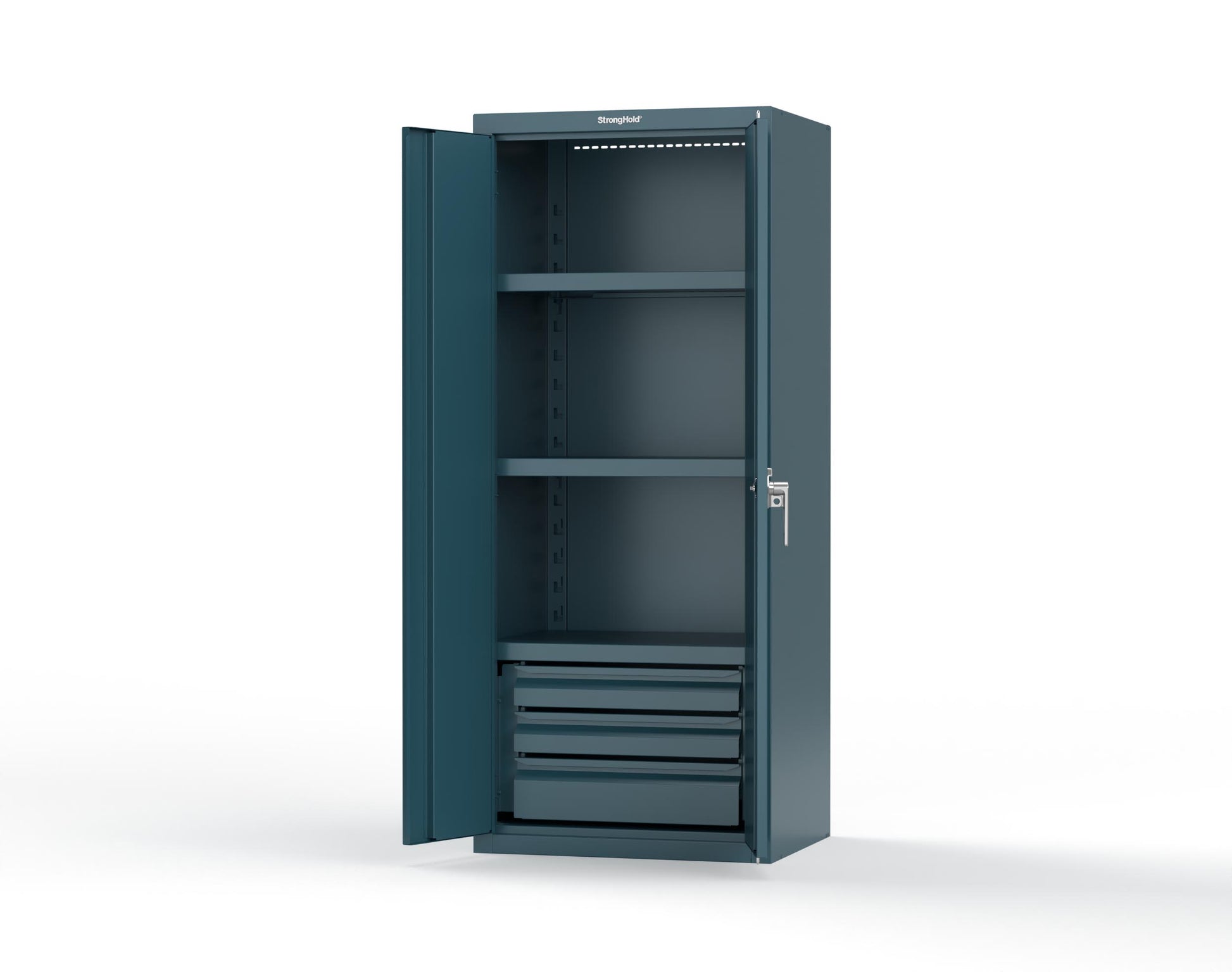 Heavy Duty 18 GA Cabinet with 3 Drawers and 3 Shelves - 30 in. W x 24 in. D x 72 in. H - 2.66-243-3DB-P-5001