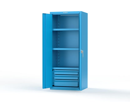 Heavy Duty 18 GA Cabinet with 3 Drawers and 3 Shelves - 30 in. W x 24 in. D x 72 in. H - 2.66-243-3DB-P-5012