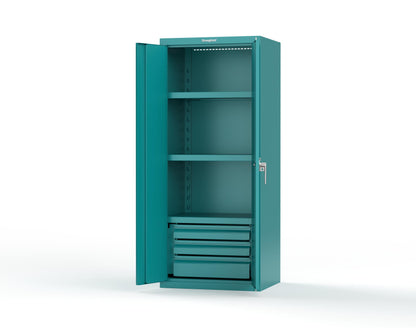 Heavy Duty 18 GA Cabinet with 3 Drawers and 3 Shelves - 30 in. W x 24 in. D x 72 in. H - 2.66-243-3DB-P-5021